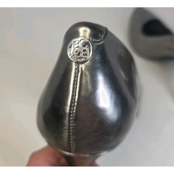 BCBGeneration Shiny Metallic Gray Pointed Toe High Heel Pumps 7.5 Hoco Wedding - Picture 4 of 9